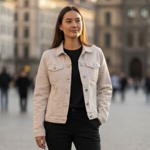 Gap"  (S) Pretty Winter White Corduroy Jacket Lined with Fleece for Warmth